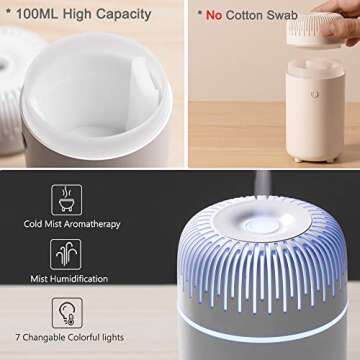 Car Diffuser Humidifier USB Aromatherapy Essential Oil Diffuser Car Air Freshener Diffuser USB Cool Mist Mini Portable Diffuser for Car Home Office Bedroom (Black)
