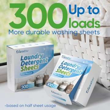 Diesetsr Laundry Detergent Sheets 150 Counts Travel Laundry Sheet CO-friendly, 300 Small Loads Plast...
