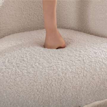 LukeAlon Modern Swivel Single Sofa Chair, Contemporary Faux Fur Living Room Chair with Metal Base Leisure Round Back Accent Chair Elegant Barrel Chair for Bedroom Office, White