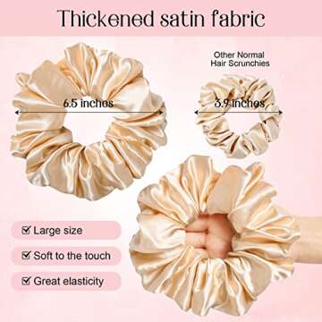 CEELGON Large Silk Satin Scrunchies for Women Big Scrunchies Jumbo Satin Hair Ties Oversized Hair Sc...