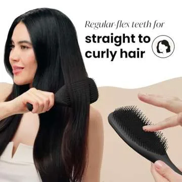 Tangle Teezer Large Ultimate Detangler Hairbrush for Wet & Dry Hair, Eliminates Knots & Reduces Breakage for Long, Thick, & Curly Hair Types, Black Gloss