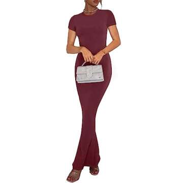 Elegant Burgundy Maxi Dress for Women | REORIA