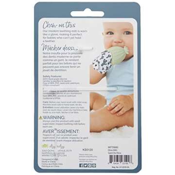 Itzy Ritzy Silicone Teething Mitt - Soothing Infant Teething Mitten w/Adjustable Strap, Crinkle Sound, Textured Silicone, Soothes Sore & Swollen Gums, Baby Teething Toy for 3 Mos & Up, Green Dinosaur