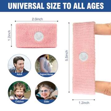 Hionfurt Motion Sickness Bands Anti Nausea Wristband for Adult and Kids Morning Sickness Relief for Pregnant Women Acupressure Nausea Relief for Car, Sea, Air Sickness - 1 Pair Pink