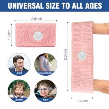 Hionfurt Motion Sickness Bands Anti Nausea Wristband for Adult and Kids Morning Sickness Relief for Pregnant Women Acupressure Nausea Relief for Car, Sea, Air Sickness - 1 Pair Pink