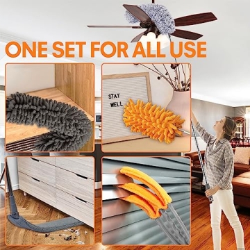 Newliton Microfiber Duster with Extension Pole for High Ceilings