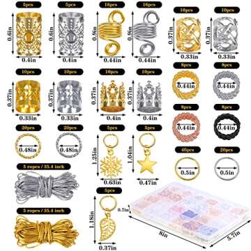 Jollidecor 259PCS Hair Jewelry Accessories for Women Braids, Hair Loc Wire Wrapped Adornment for Dre...