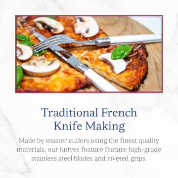 Jean Dubost Laguiole 24-Piece Everyday Flatware Set, Pink Handles - Rust-Resistant Stainless Steel - Includes Wooden Tray - Made in France