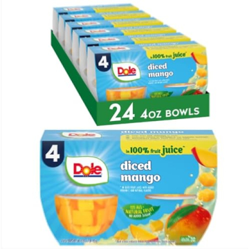 Dole Diced Mango in 100% Juice - 4 oz Cups - 24 Pack of Refreshing Fruit Bowls