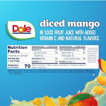 Dole Diced Mango in Juice - 24 Pack of 4 oz Cups
