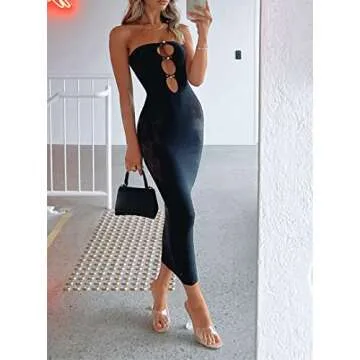 Stylish Women Mesh Hollow Out Dress for Party Nights