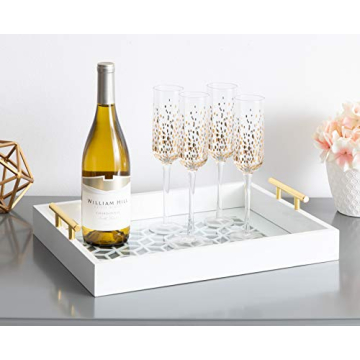 Chic Kate and Laurel Caspen Decorative Tray in Gold and White