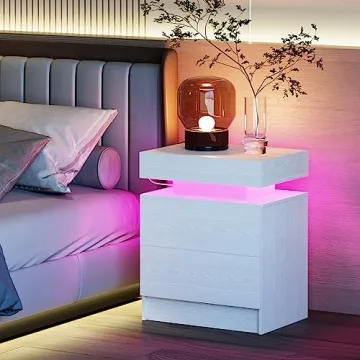 LIKIMIO Night Stand with Charging Station & LED Light