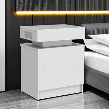 LIKIMIO Night Stand with Charging Station & LED Light
