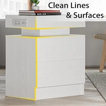 LIKIMIO Night Stand with Charging Station & LED Light