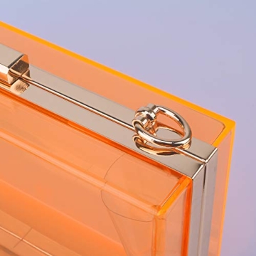 WEDDINGHELPER Women Crossbody Shoulder Bag Evening Clutch Purse Acrylic Clear Jelly Box with 2 Removable Chain Purse (Orange)