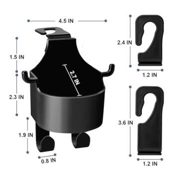 Multifunctional Car Cup Holder with Purse Hook for Organizing