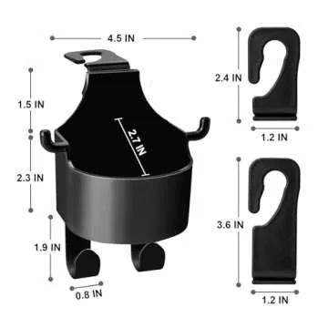 Multifunctional Car Cup Holder with Purse Hook for Organizing