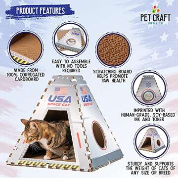 Pet Craft Supply Space House Corrugated Cardboard Cat House Condo Tent Hideaway Cave Furniture Playh...