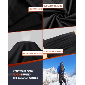 CL convallaria Thermal Underwear for Men, Long Johns Winter Hunting Gear Sport Base Layer Top and Bottom Set Midweight Black L