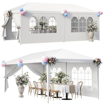LEMY 10 X 20 Outdoor Wedding Party Tent Camping Shelter Gazebo Canopy with Removable Sidewalls Easy ...