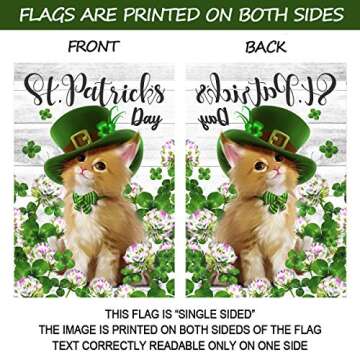 Texupday Cat Hat St. Patrick's Day House Flag 28 x 40