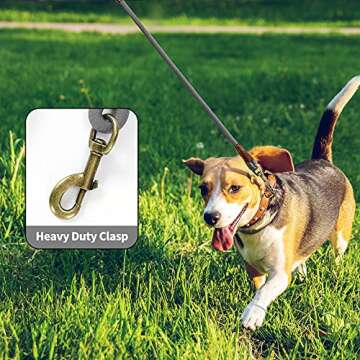 Mile High Life Dog Leash | Strong Rope Dog Leash w Premium Leather Tailor Handle | 4 Feet Dog Leash w Heavy Duty Clasp | Gray Rope Leash for Small Medium Large Dogs | Diameter 1/2"