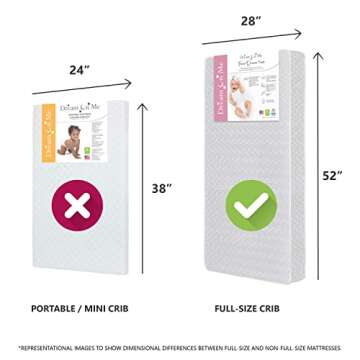 Dream On Me Honeycomb Orthopedic Firm Fiber Crib Mattress, Greenguard Certified, Waterproof Cover, L...