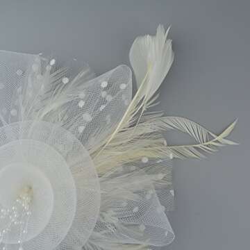 DRESHOW Fascinators Hat Flower Mesh Ribbons Feathers on a Headband and a Clip Tea Party Headwear for Girls and Women