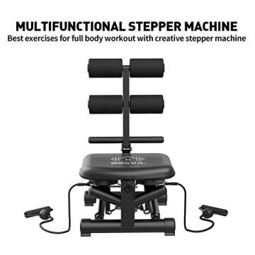 BESVIL Steppers for Exercise at Home, Stair Stepper with Resistance Bands,Ab Crunch Machine for Stomach Workout,Djustable Situp,330lbs Loading Capacity,2-in-1 Fitness Equipment