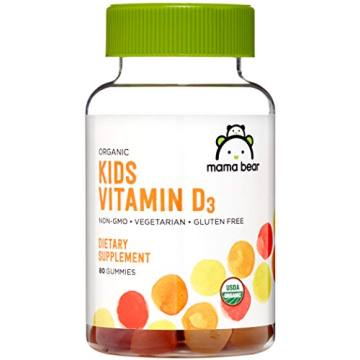 Mama Bear Organic Kids Vitamin D3 Gummies, 80 Count, Immune Health!