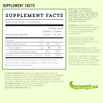 Mama Bear Organic Kids Vitamin D3 Gummies - 80 Count