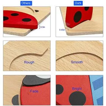 KSIDUT Wooden Jigsaw Puzzles for Toddlers 1 2 3 Years Old, (5 Pack) Early Educational Toys Gift for Boys and Girls with 5 Animals Patterns, Bright Vibrant Color Shapes