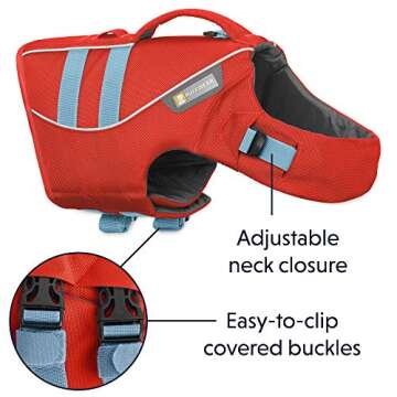Ruffwear Life Jacket for Dogs, Large Breeds, Adjustable Fit, Size: Large, Sockeye Red, Float Coat, 45102-601L