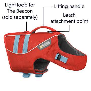 Ruffwear Life Jacket for Dogs, Large Breeds, Adjustable Fit, Size: Large, Sockeye Red, Float Coat, 45102-601L