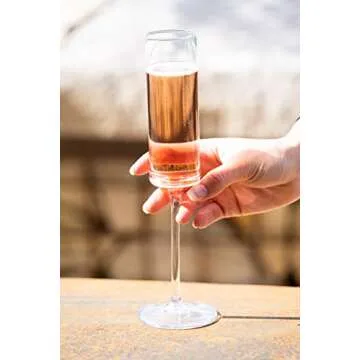 Aspen & Birch - Modern Champagne Flutes Set of 6 - Champagne Glasses - Mimosa Glasses, Crystal Stemware, Clear, 6 oz, Hand Blown Glass Champagne Flutes - Hand Crafted by Artisans