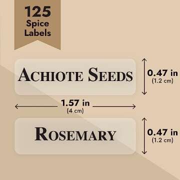 Talented Kitchen 125-Pack Spice Labels Stickers, Clear Spice Jar Labels Preprinted for Seasoning Herbs, Kitchen Spice Rack Organization, Water Resistant (Black)
