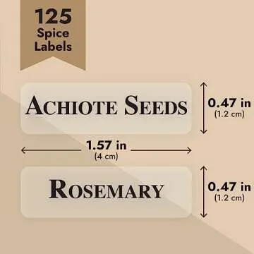 Talented Kitchen 125-Pack Spice Labels Stickers, Clear Spice Jar Labels Preprinted for Seasoning Herbs, Kitchen Spice Rack Organization, Water Resistant (Black)
