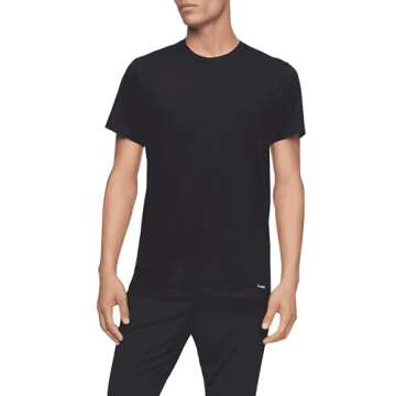 Calvin Klein Men's Cotton Classics 3-Pack Undershirts, 3 BLACK - CREWNECK, XL