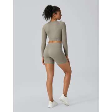 Buttergene Women Workout Sets 2 Pieces Long Sleeve Yoga Outfits Gym Clothes Seamless Ribbed Crop Top High Waist Leggings
