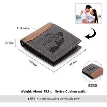 Lovejewelry Custom Wallets for Men Personalized Engraved Leather Photo Wallet Valentines Day Gifts f...