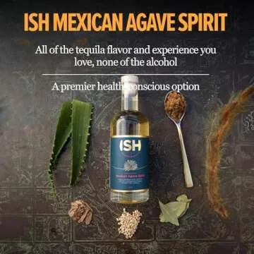 ISH Mexican Agave Spirit Non Alcoholic Tequila Reposado, Award Winning, Vegan, Low Calorie 500ml Bot...