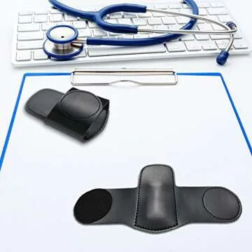BBTO Artificial Leather Stethoscope Holder Handmade Stethoscope Hip Holder with Clip to Protect from Neck Carrying or Loss for Holding Your Stethoscope (2)
