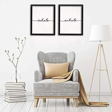 Framed Inhale Exhale Art Prints - Mindfulness Decor Set