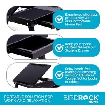 BIRDROCK HOME Laptop Bed Tray with Storage and Adjustable Tilt