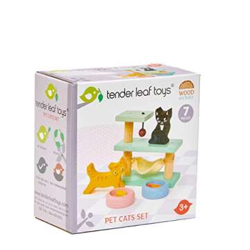 Tender Leaf Toys - Adorable Pet Cats Set for Dollhouse - Eco-Friendly Fun Playset