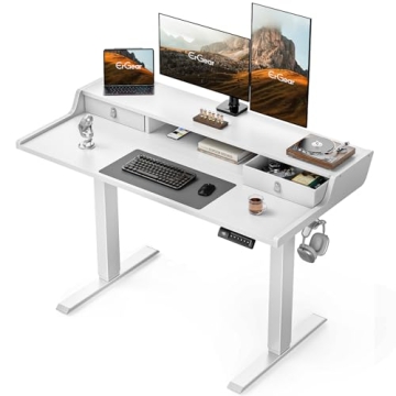 ErGear Electric Standing Desk with Drawers, a Spacious 48" x 24" Height-Adjustable Desk for Work and...