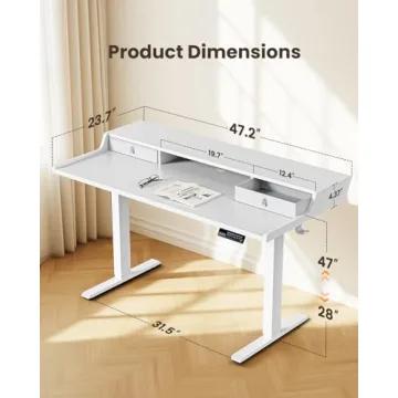 ErGear Electric Standing Desk 48" x 24" with Storage