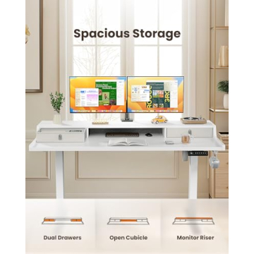 ErGear Electric Standing Desk 48" x 24" with Storage