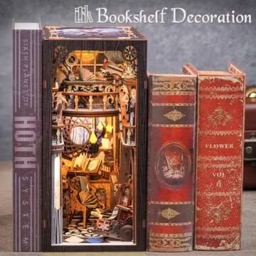 CUTEBEE Book Nook Kit, DIY Dollhouse Miniature House Booknook for Adults and Teens, Bookshelf Insert...